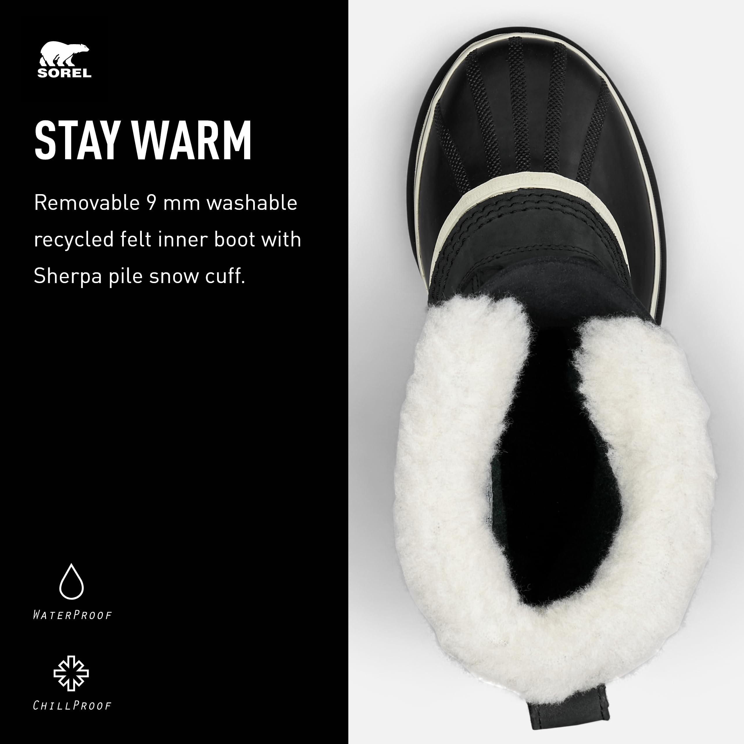 Foto 4 | Bota Sorel Caribou Waterproof Para Mujer, Color Negro/piedra, 8.5 Us - Venta Internacional.