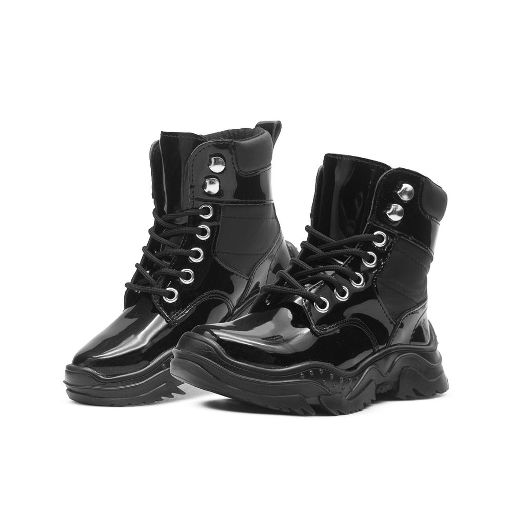 Botin Niña Invierno Coqueta Charol Negro Casuales Negro