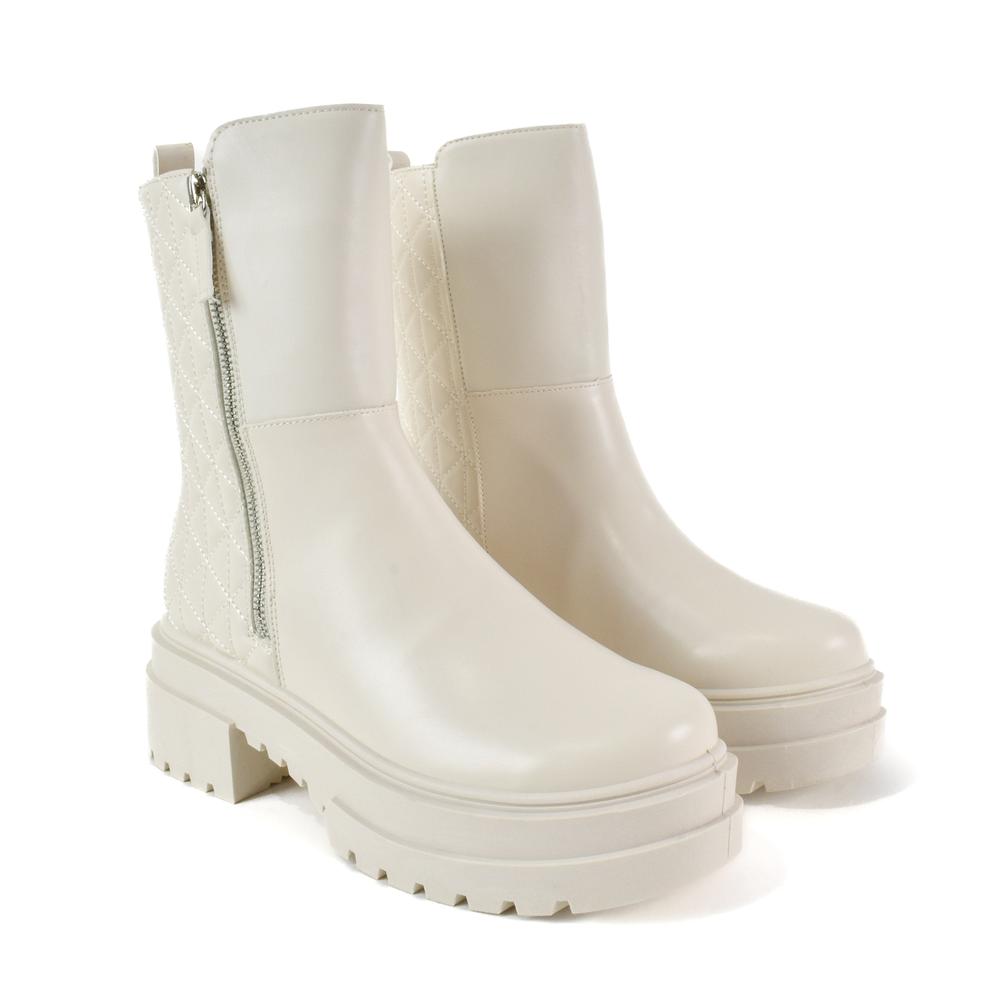 Foto 2 | Bota Combat Militar 6cm Para Mujer Walki Ursula Blanco