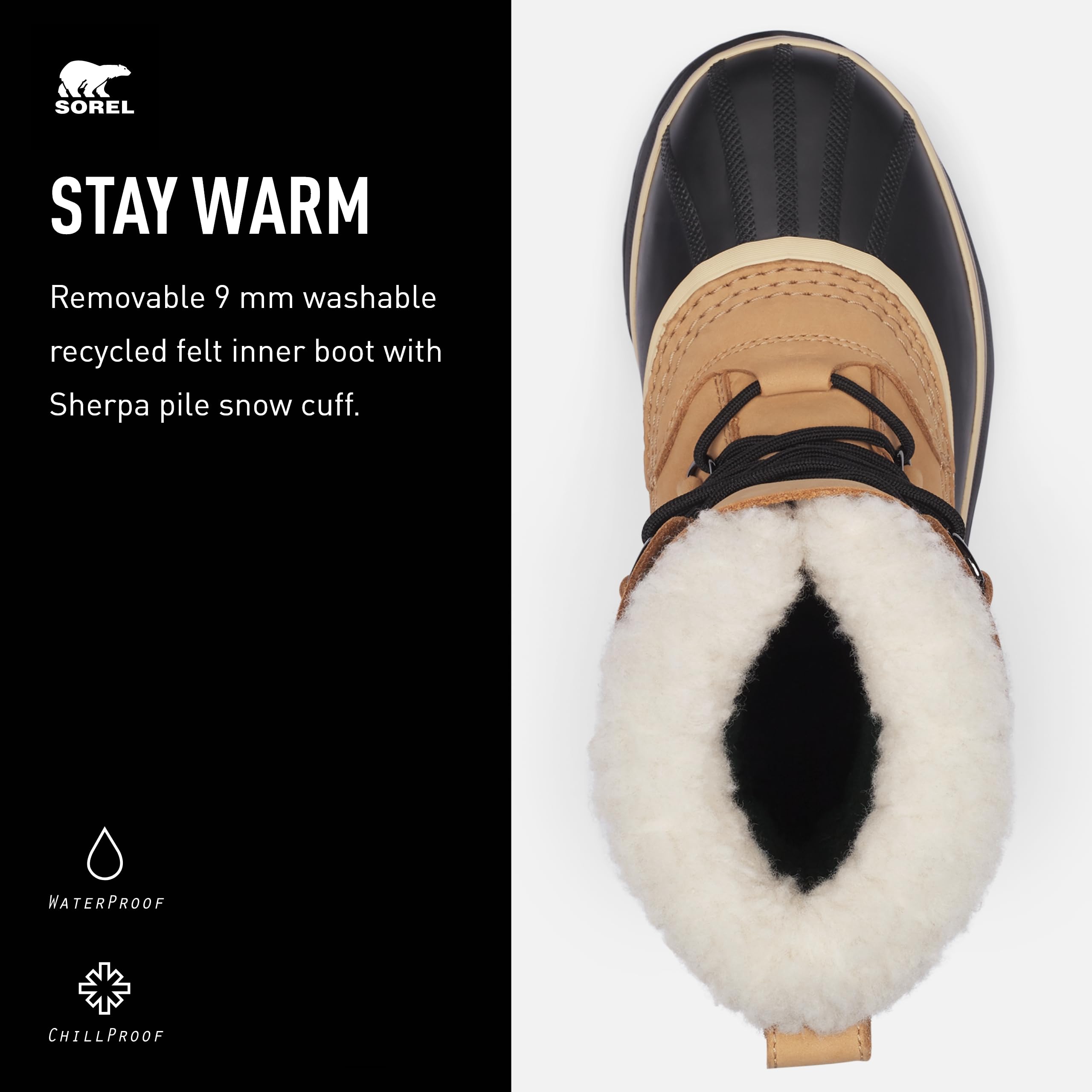Foto 5 pulgar | Bota Sorel Caribou Waterproof Para Mujer Buff Talla 7.5 - Venta Internacional.