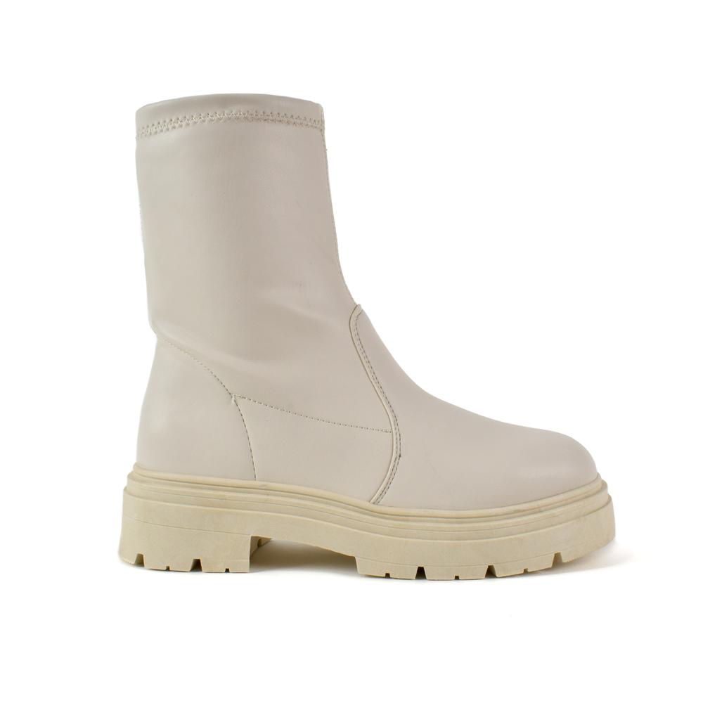 Foto 1 | Botines Combat Militar 5cm Plataforma Para Mujer Walki Nuria Blanco