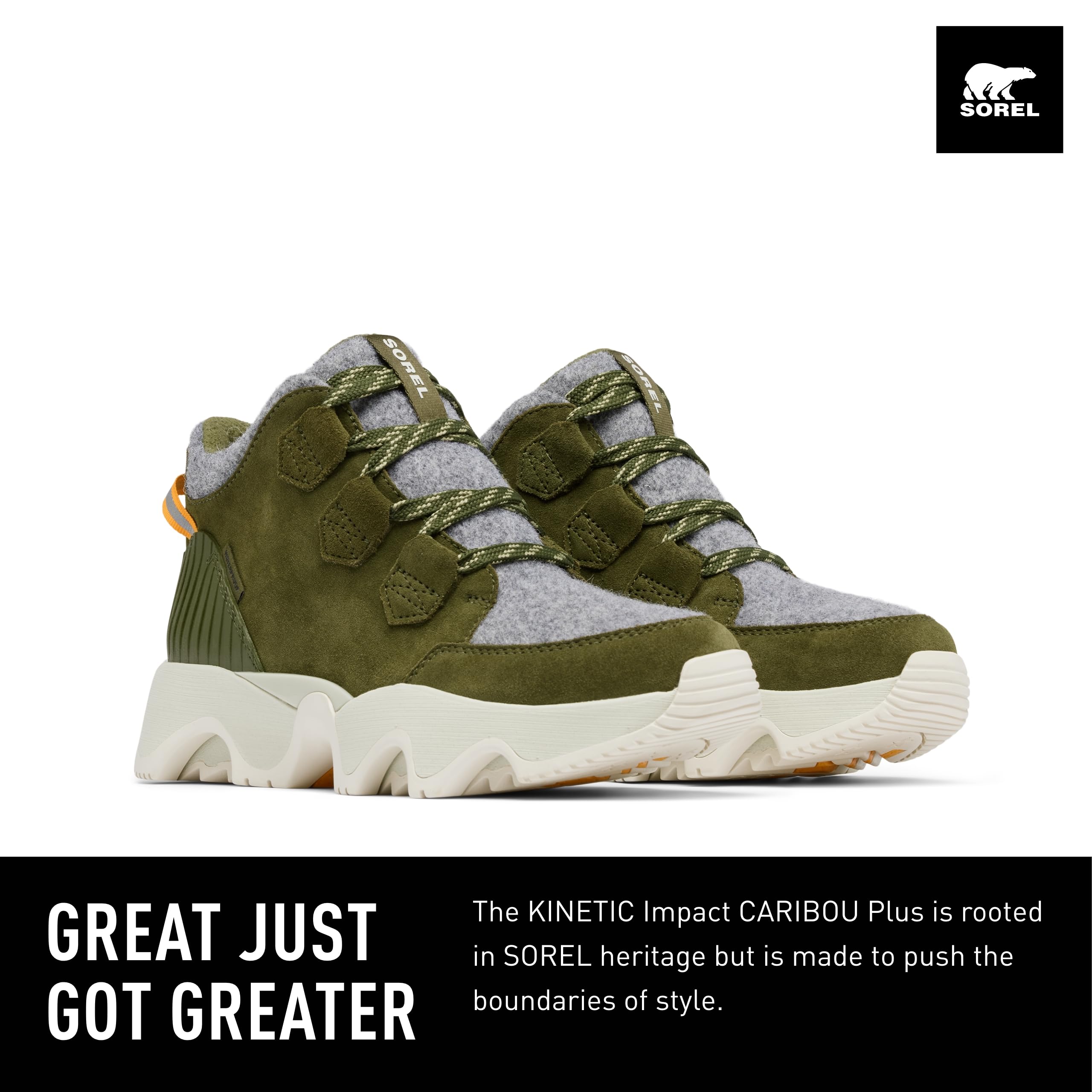 Foto 2 | Bota Sorel Kinetic Impact Caribou Plus Impermeable Verde Para Mujer - Venta Internacional.