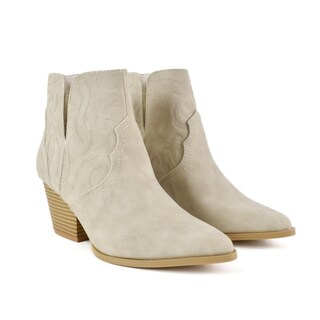 Foto 3 | Botas Vaqueras Tacón Moda 7cm Para Mujer Walki Lua Beige