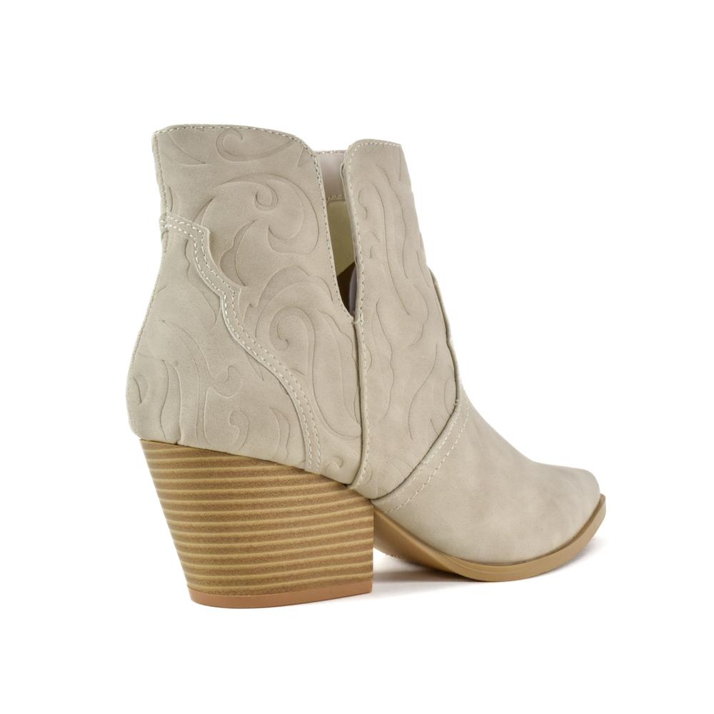 Foto 5 pulgar | Botas Vaqueras Tacón Moda 7cm Para Mujer Walki Lua Beige