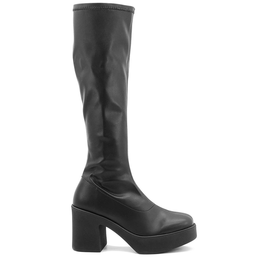 Bota Tubo Largo Salamandra Para Mujer Plataforma Elásticas Negro