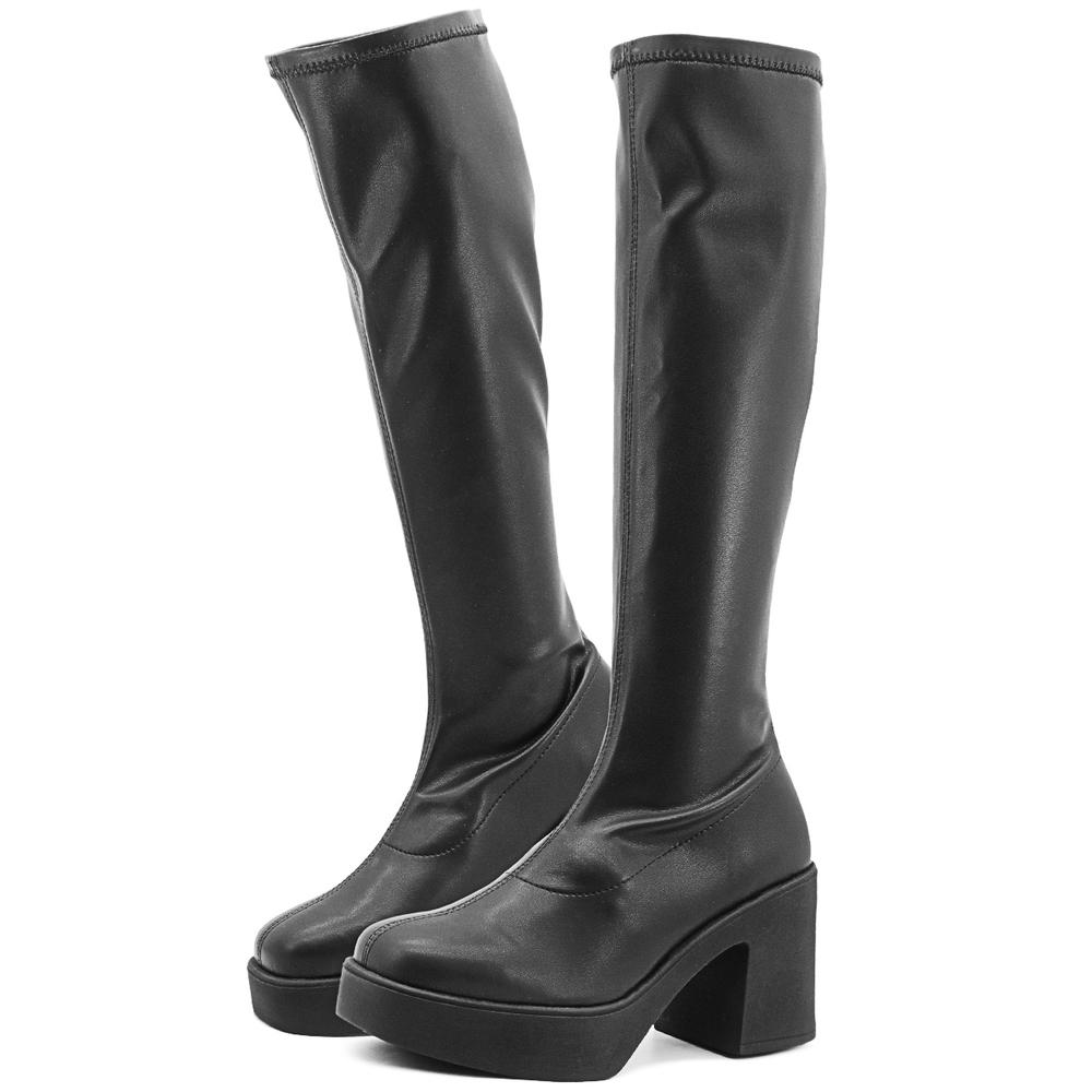 Foto 2 | Bota Tubo Largo Salamandra Para Mujer Plataforma Elásticas Negro