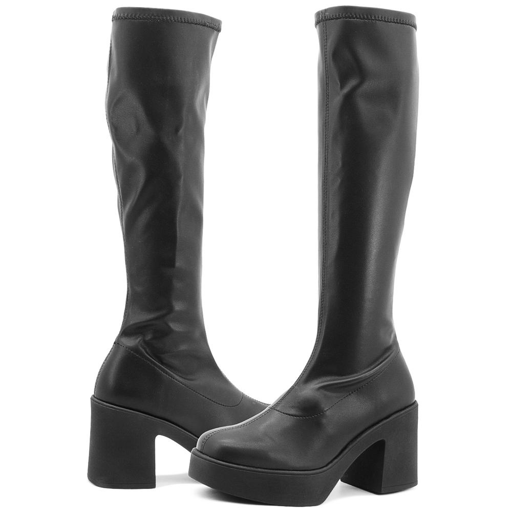 Foto 3 | Bota Tubo Largo Salamandra Para Mujer Plataforma Elásticas Negro
