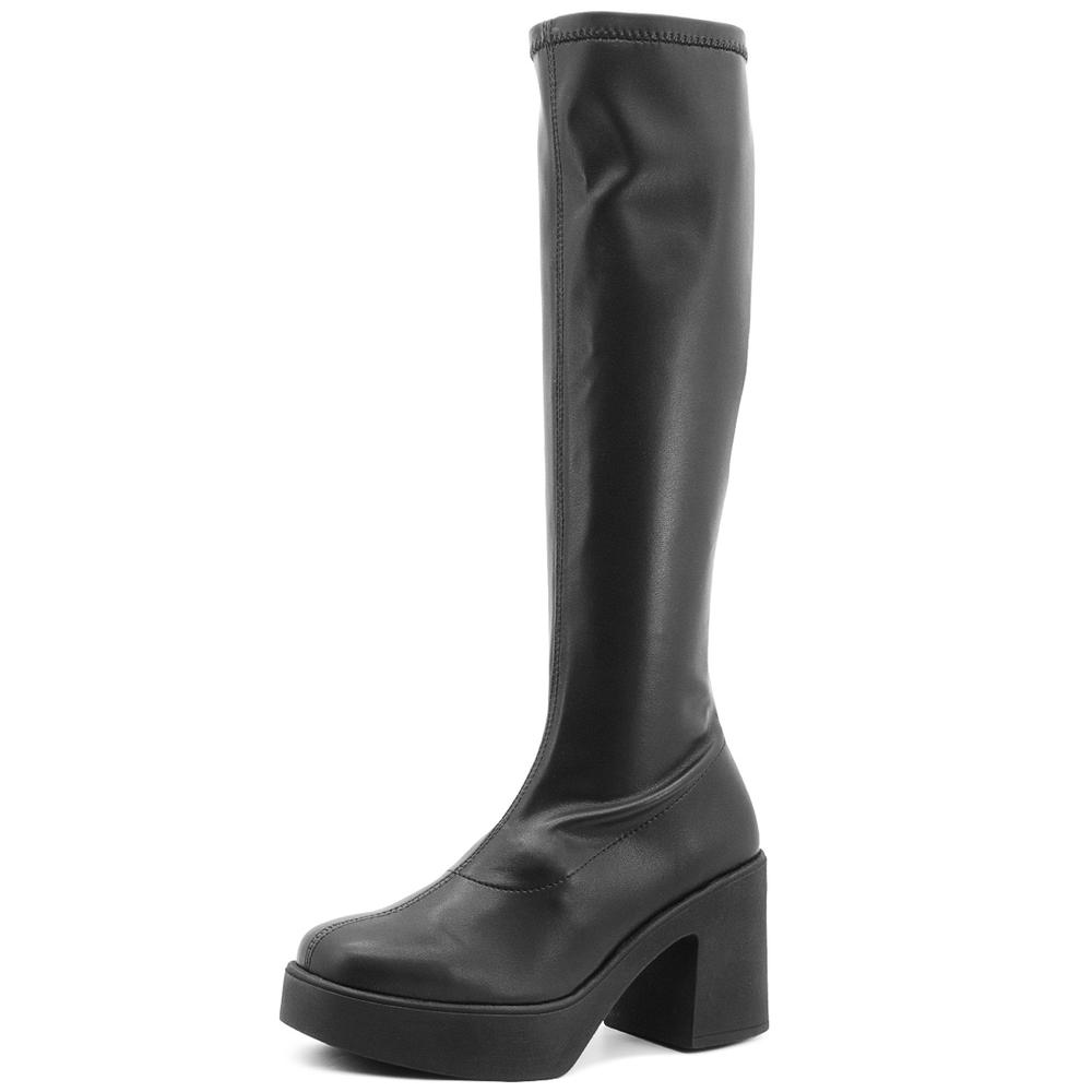 Foto 4 | Bota Tubo Largo Salamandra Para Mujer Plataforma Elásticas Negro