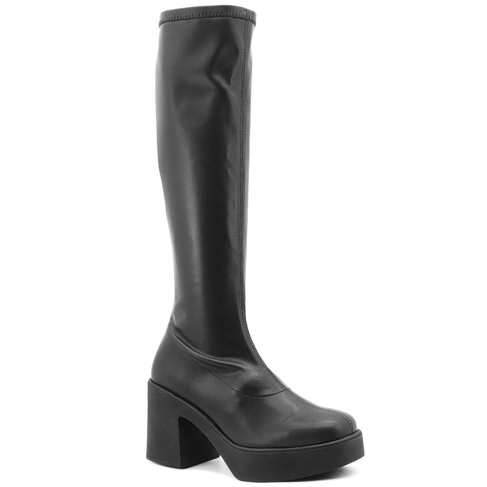 Foto 5 | Bota Tubo Largo Salamandra Para Mujer Plataforma Elásticas Negro