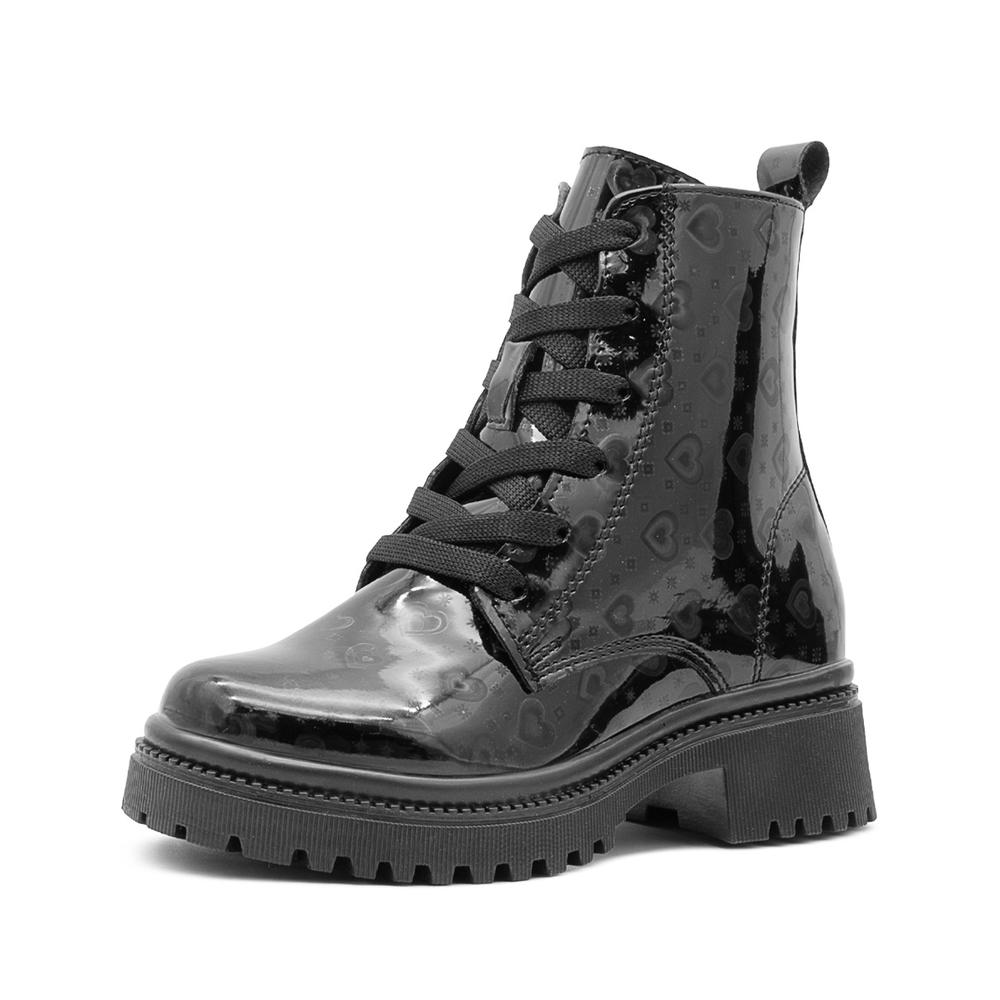 Foto 5 pulgar | Botin Yuyin Para Niña Casual Con Corazones Charol Negro Negro