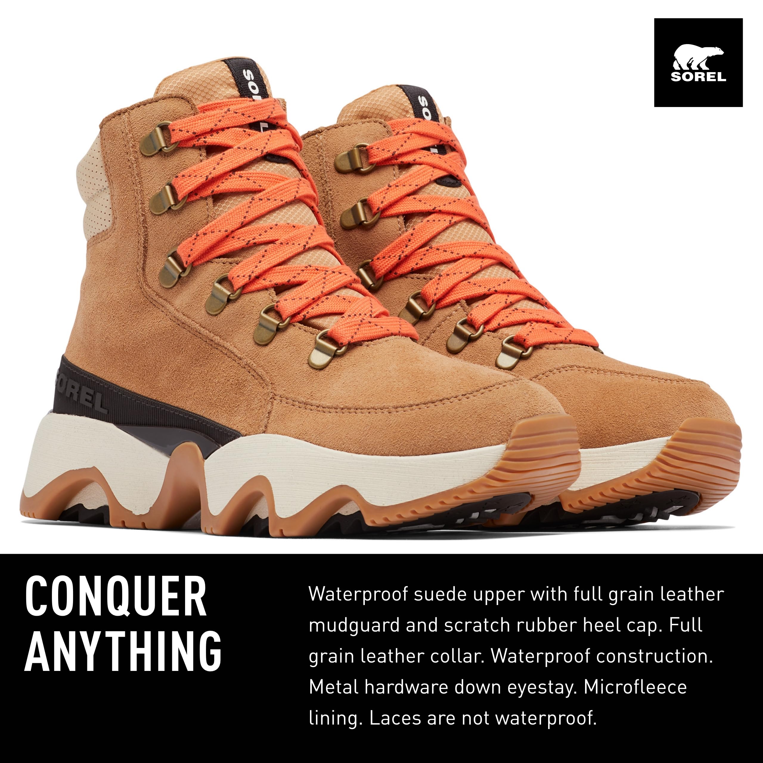 Foto 2 | Zapatos Sorel Kinetic Impact Conquest Impermeables Para Mujer, Color Marrón Rojizo - Venta Internacional.