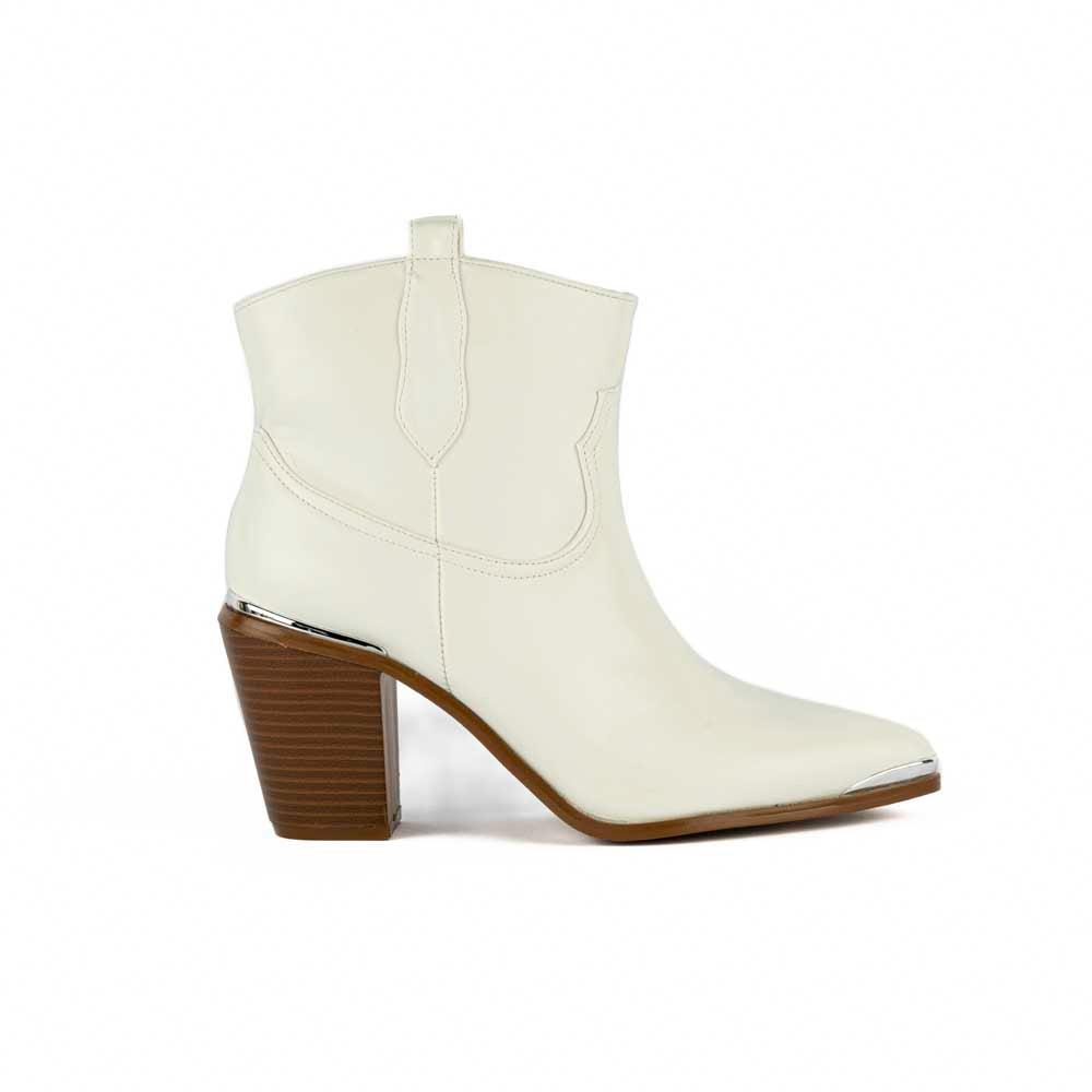 Foto 2 pulgar | Botas Vaqueras Tacón Moda 9cm Para Mujer Walki Neferty Blanco