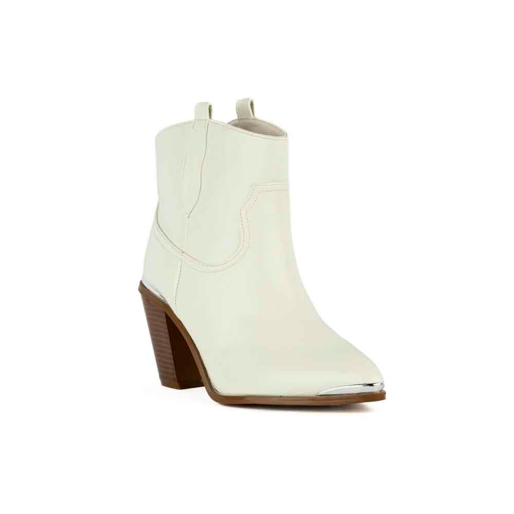 Foto 3 pulgar | Botas Vaqueras Tacón Moda 9cm Para Mujer Walki Neferty Blanco