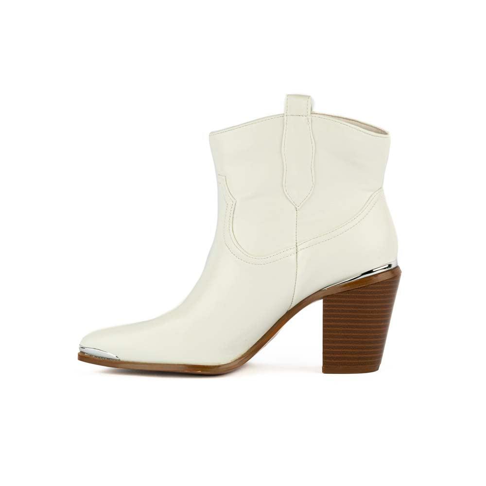 Foto 4 pulgar | Botas Vaqueras Tacón Moda 9cm Para Mujer Walki Neferty Blanco