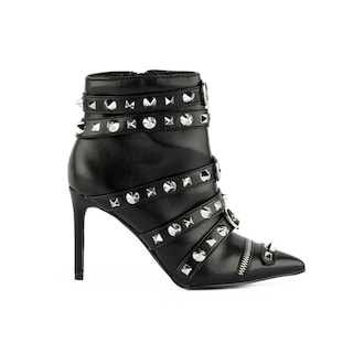 Foto 1 | Botin Alto Tacón 10cm Puntal Brillo De Mujer Walki Itzel Negro