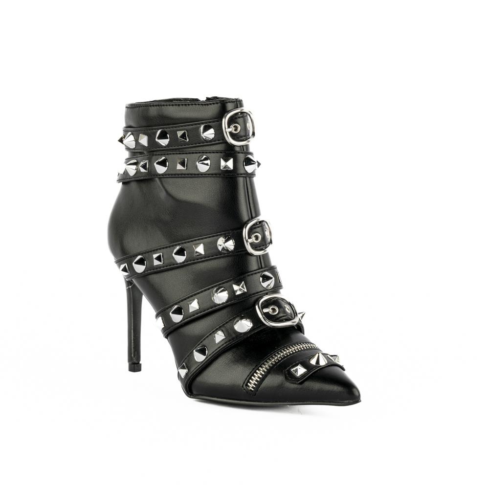Foto 3 pulgar | Botin Alto Tacón 10cm Puntal Brillo De Mujer Walki Itzel Negro