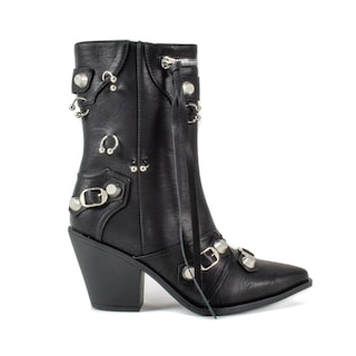 Foto 1 | Bota Vaquera Trendy Tacón Moda 8.5cm De Mujer Walki Ania Negro