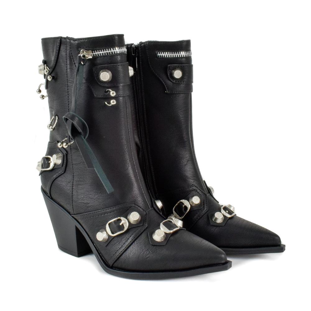 Foto 5 | Bota Vaquera Trendy Tacón Moda 8.5cm De Mujer Walki Ania Negro