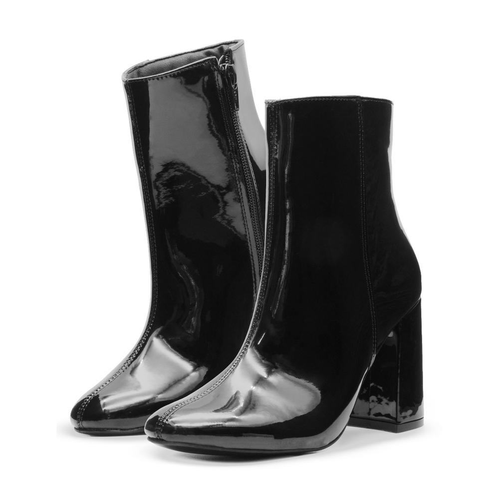 Foto 3 pulgar | Botin Para Mujer Lady Paulina Vestir Charol Negro Con Tacón Negro