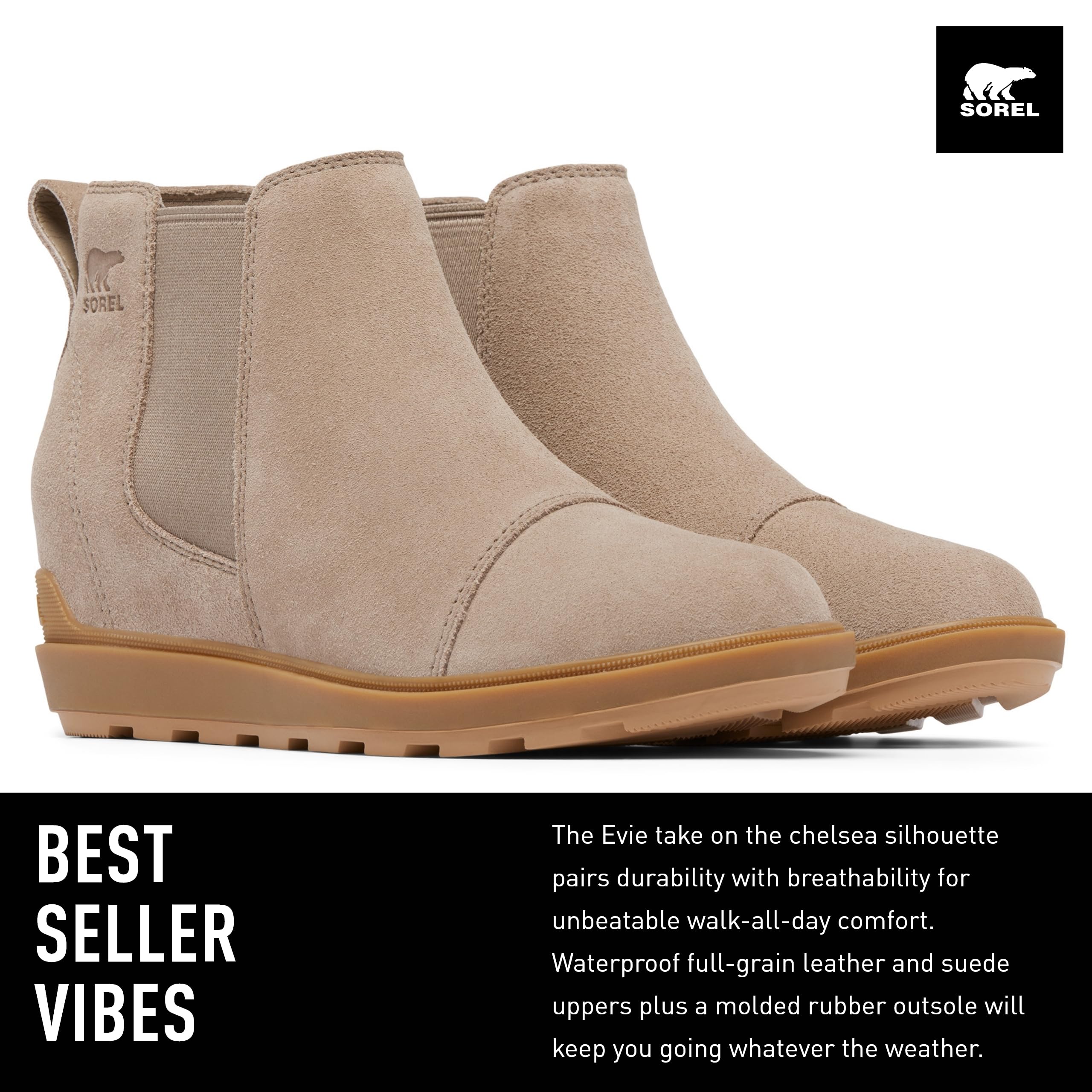 Foto 3 pulgar | Botas Chelsea Sorel Evie Ii Omega Taupe/gum Para Mujer - Venta Internacional.
