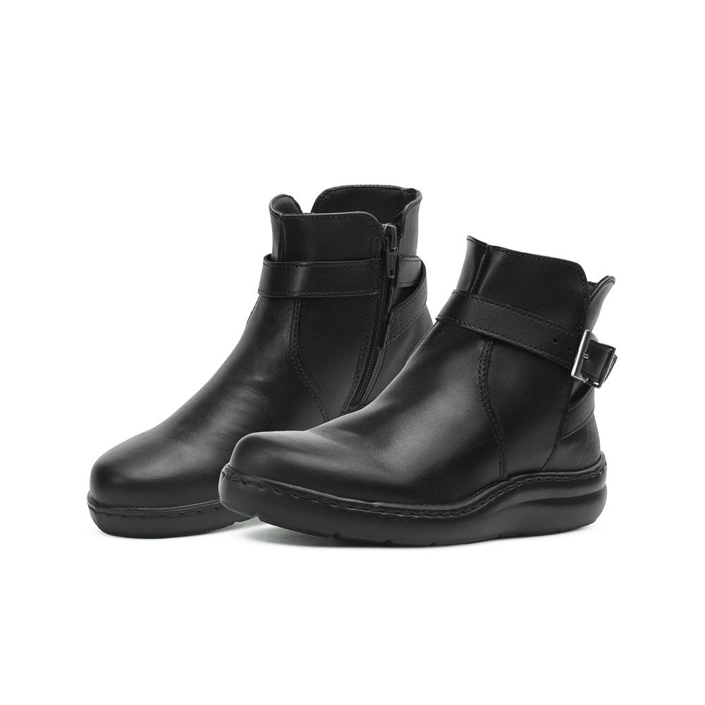 Foto 2 pulgar | Botin Para Mujer Confort De Piel Suela Cosida Antiderrapante Negro