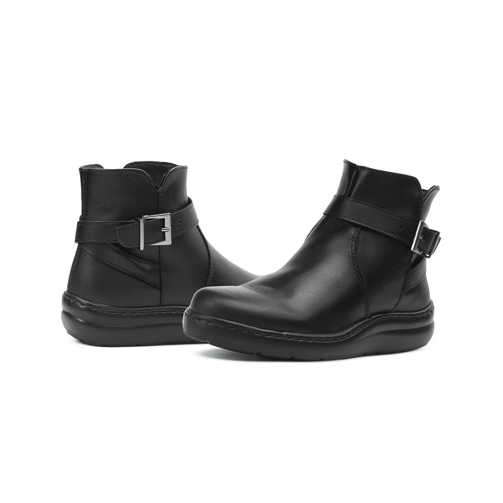 Foto 3 pulgar | Botin Para Mujer Confort De Piel Suela Cosida Antiderrapante Negro