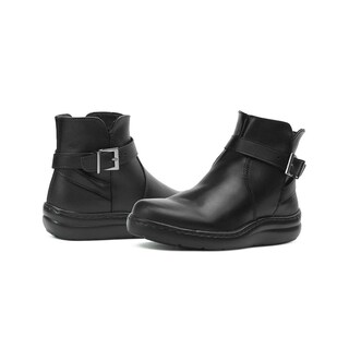 Foto 2 | Botin Para Mujer Confort De Piel Suela Cosida Antiderrapante Negro
