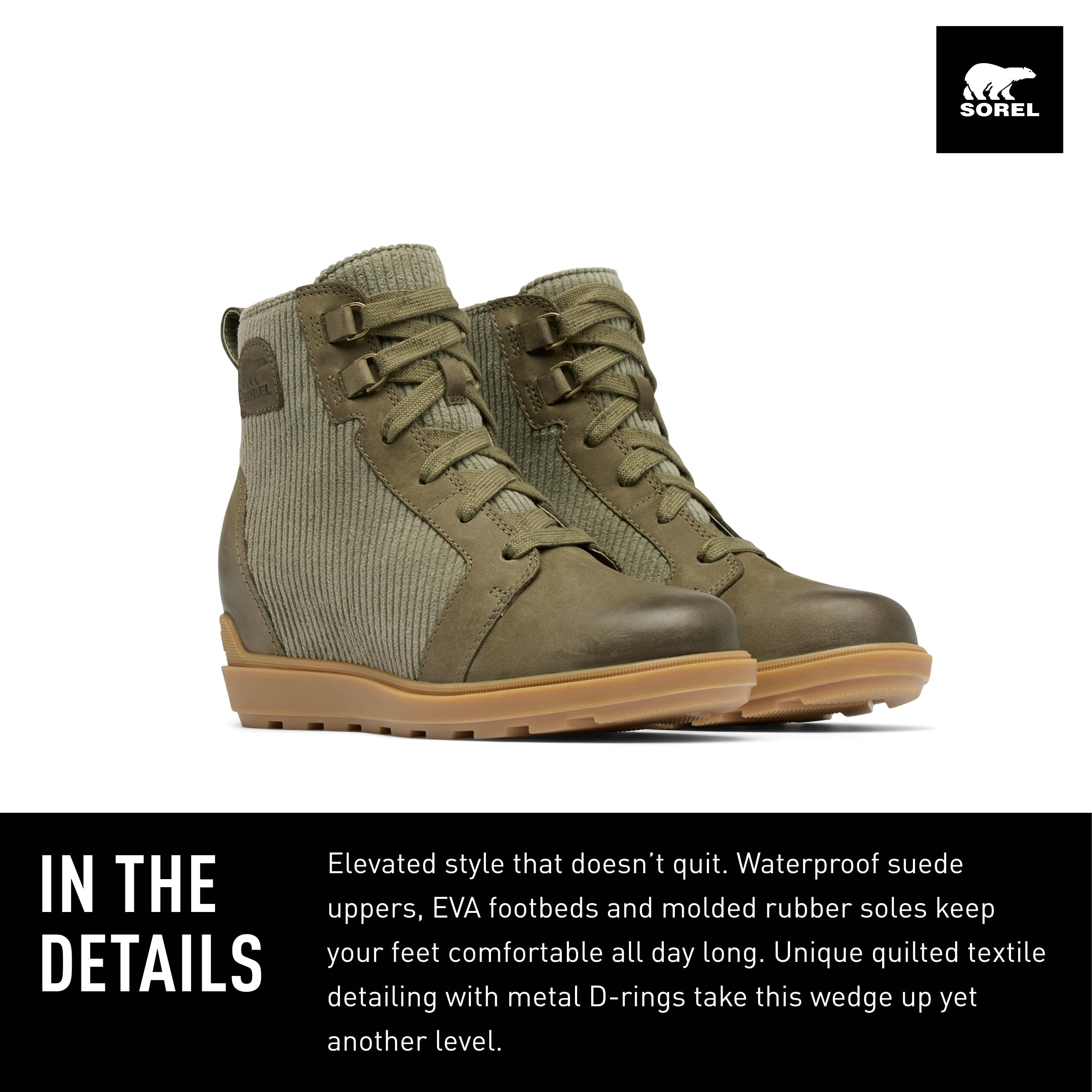 Foto 2 | Botas De Invierno Sorel Evie Ii Nw Lace Para Mujer, Color Verde Piedra, Talla 7.5 - Venta Internacional.