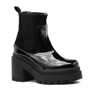 Foto 5 | Botín Para Mujer Chunky Elástica Plataforma Charol Negro Negro