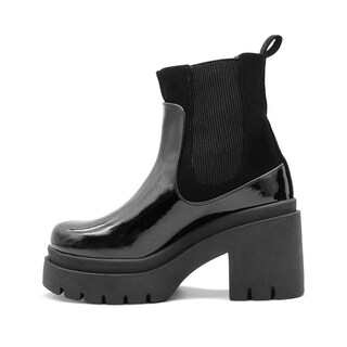 Foto 6 | Botín Para Mujer Chunky Elástica Plataforma Charol Negro Negro