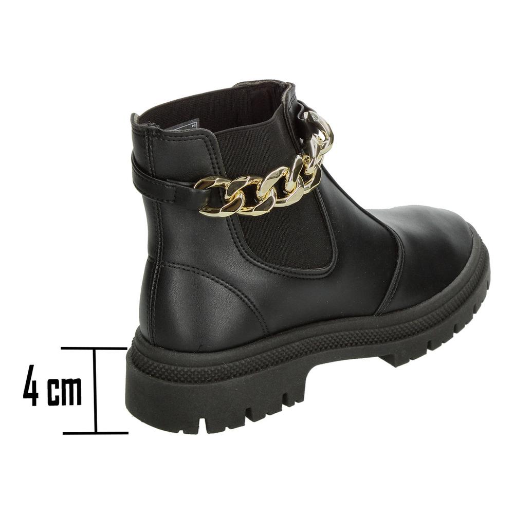 Foto 3 | Botín Chelsea Mujer Moleca Color Negro Con Cadena Dama Negro