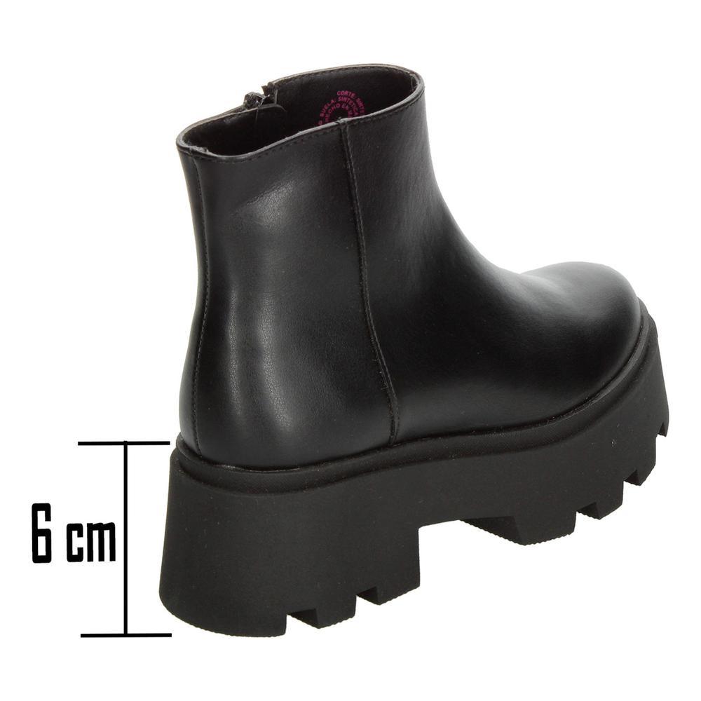 Foto 3 | Botín Mujer Salamandra Negro Liso Plataforma 6 Cm Para Dama Negro