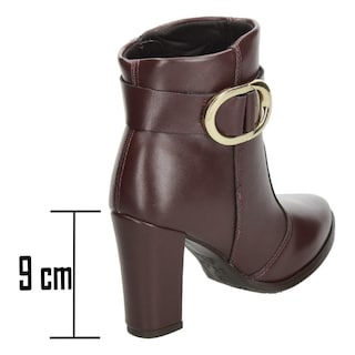 Foto 3 | Botines Dama Beira Rio Vino Tacón 9 Cm Casual Para Mujer Rojo