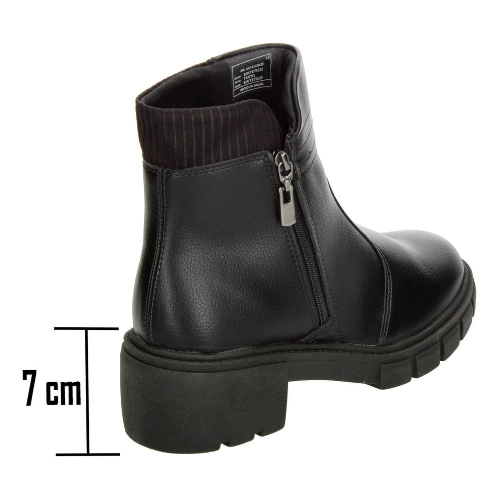 Foto 4 pulgar | Botines Dama Beira Rio Negro Plataforma 7 Cm Cómodo Zipper Negro