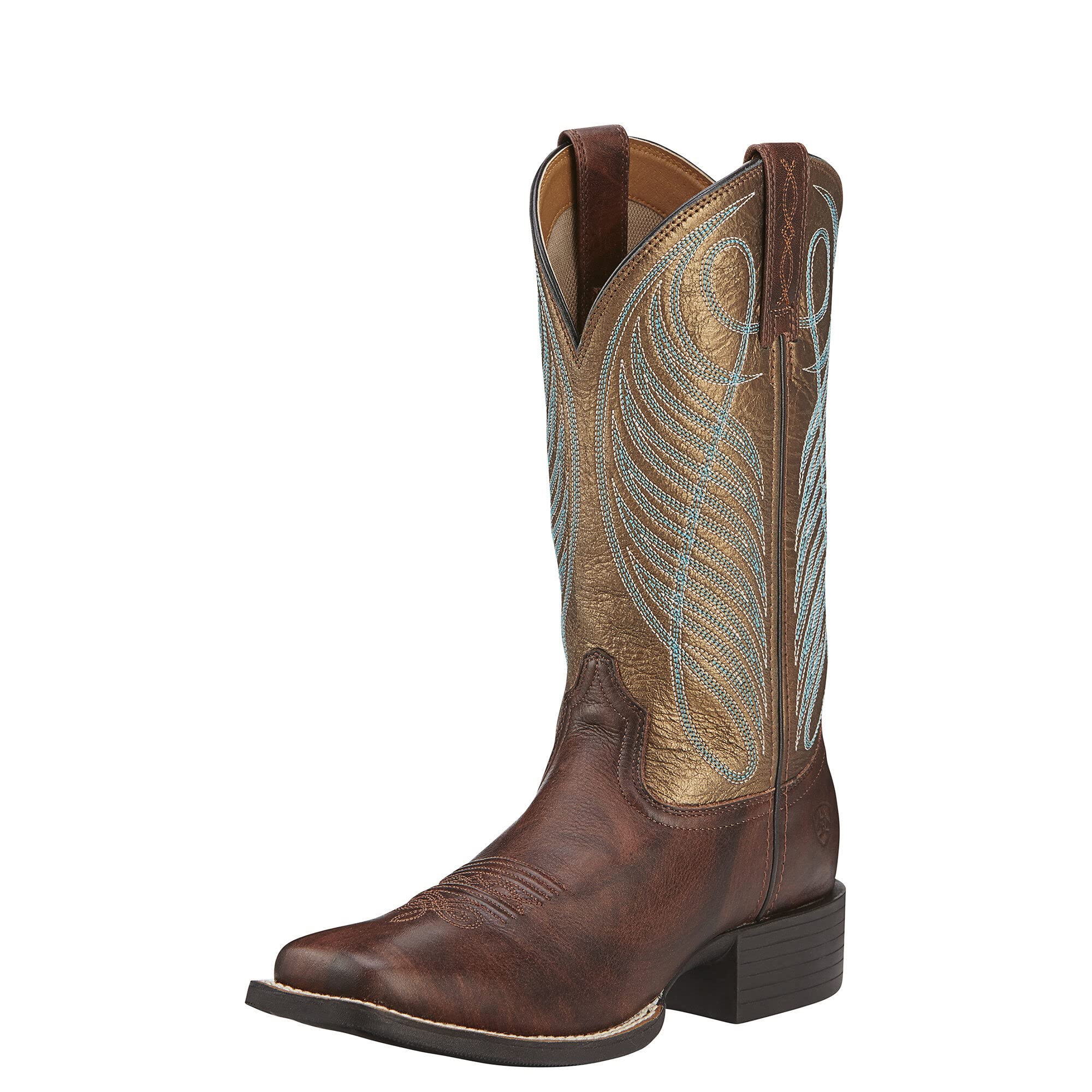 Bota Vaquera Ariat De Piel Redonda Con Punta Cuadrada Y Punta Cuadrada - Venta Internacional.