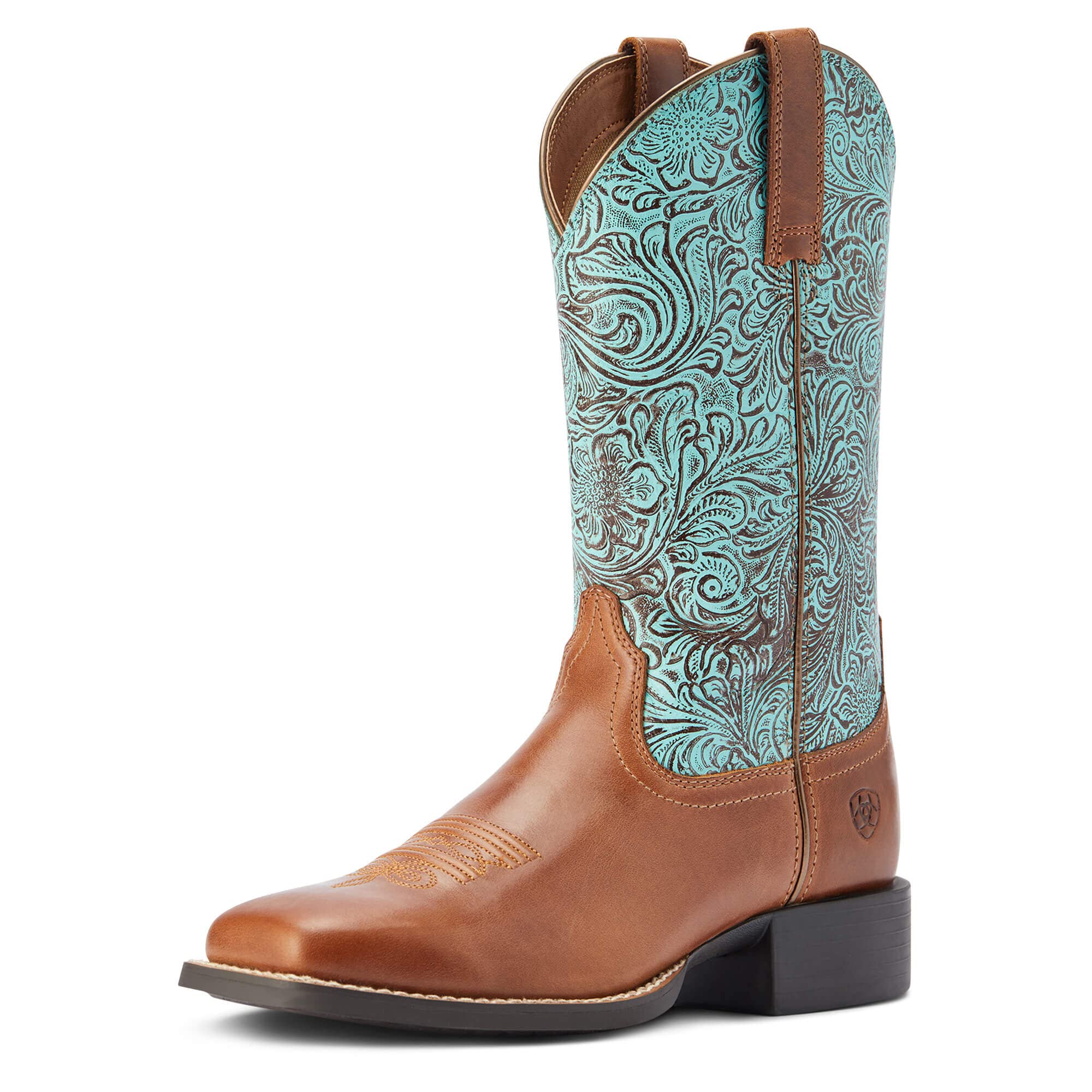 Bota Vaquera Ariat De Piel Redonda Con Punta Cuadrada Y Punta Cuadrada - Venta Internacional.