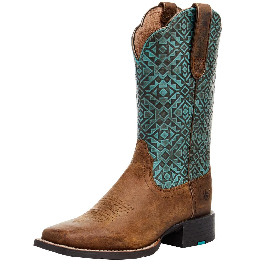 Bota Vaquera Ariat, Redonda, Ancha Y Con Punta Cuadrada, Para Mujer, Estilo Old Earth - Venta Internacional.