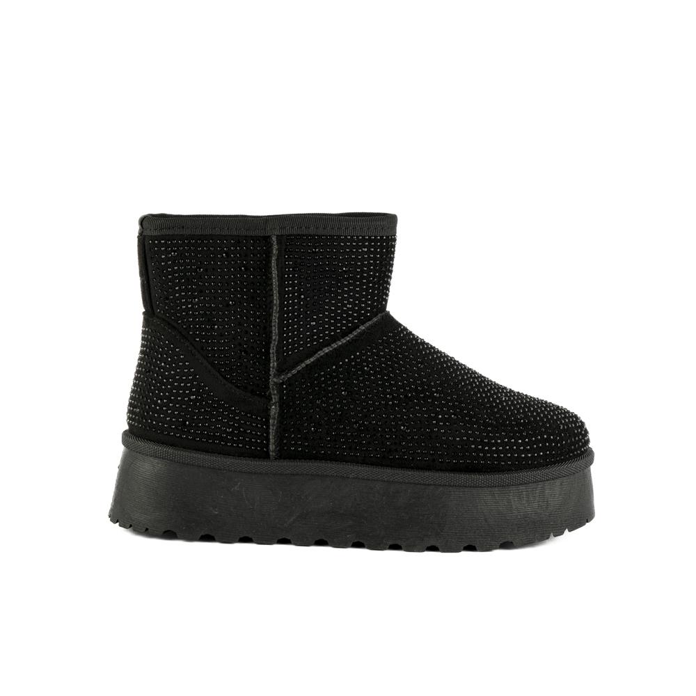 Foto 1 | Bota Invierno Peluche Moda Nieve 5cm Para Dama Walki Jbrillo Negro