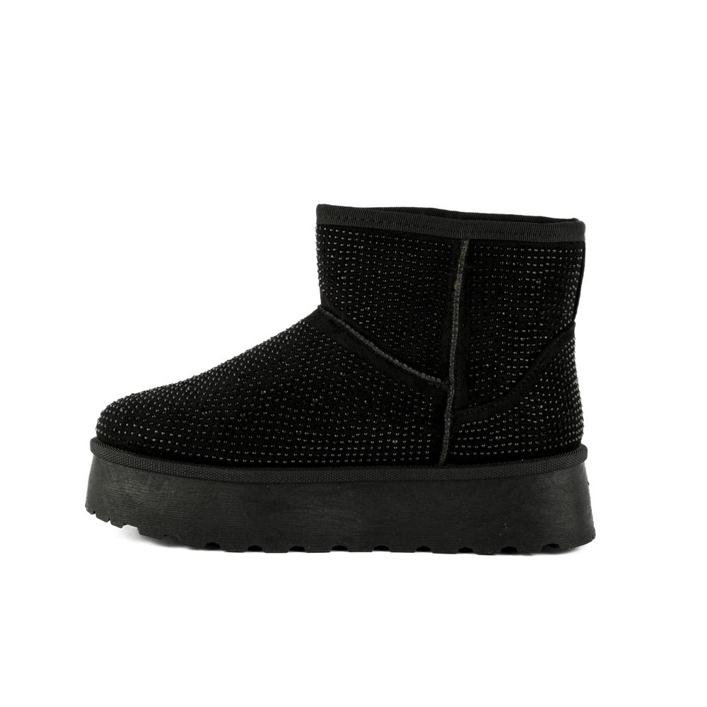 Foto 3 | Bota Invierno Peluche Moda Nieve 5cm Para Dama Walki Jbrillo Negro