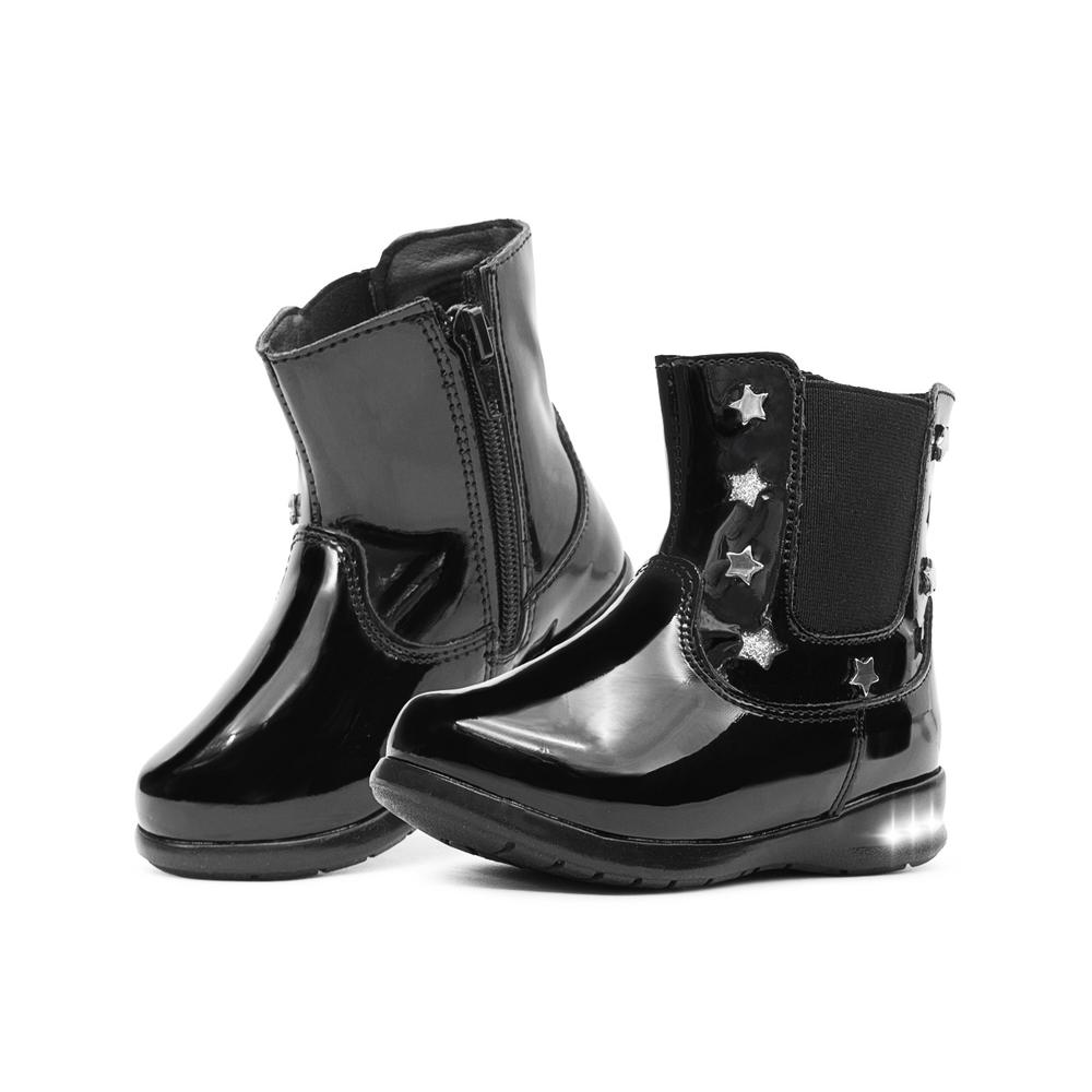 Botin Niña Invierno Coqueta  Charol Negro Casuales 18-26 Negro
