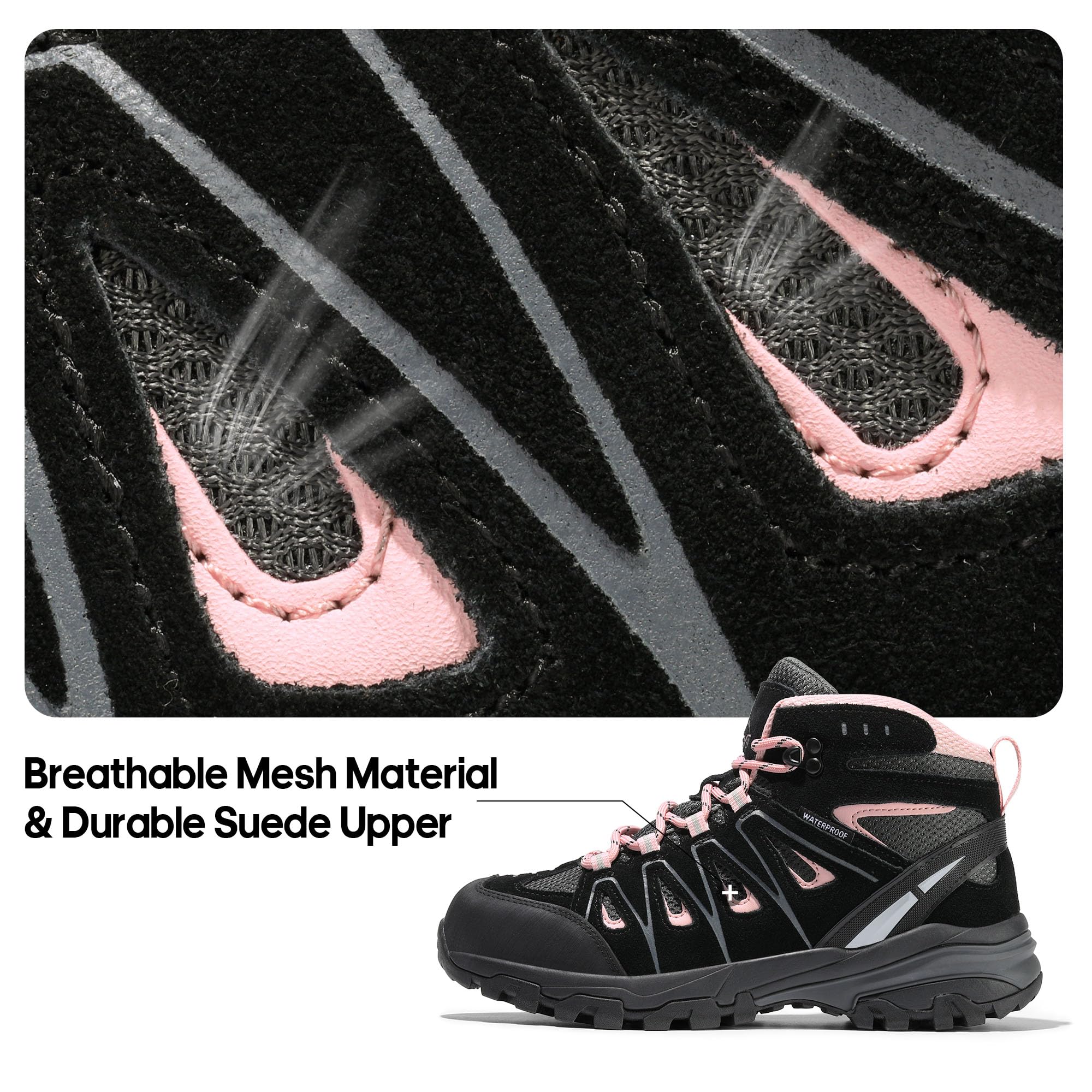 Foto 3 | Botas De Senderismo Nortiv 8 Snhb211w Impermeables Para Mujer, Negro/rosa - Venta Internacional.