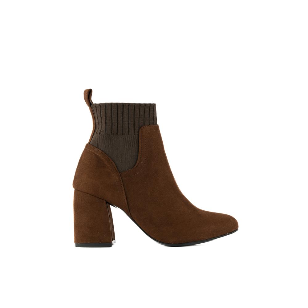 Foto 2 pulgar | Botines Calceta Tacon Casual 8cm Para Mujer Walki Arlett Cafe