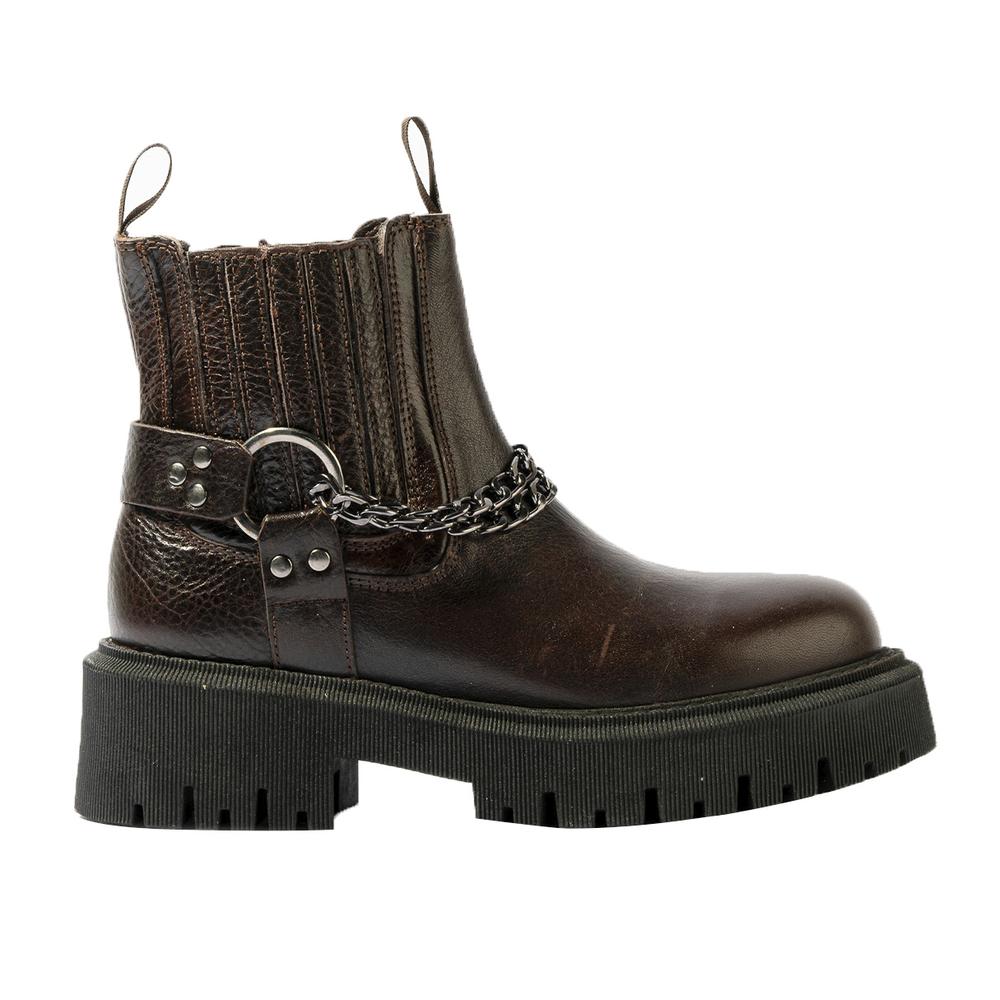 Foto 2 pulgar | Botín Chelsea Hebillas Piel Casual 6cm Para Mujer Walki Zoe Vino