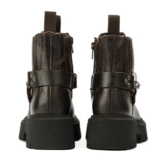 Foto 3 | Botín Chelsea Hebillas Piel Casual 6cm Para Mujer Walki Zoe Vino
