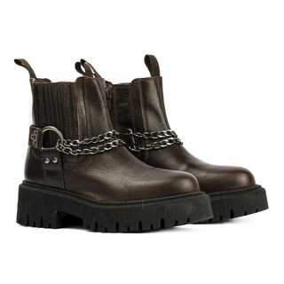 Foto 4 | Botín Chelsea Hebillas Piel Casual 6cm Para Mujer Walki Zoe Vino