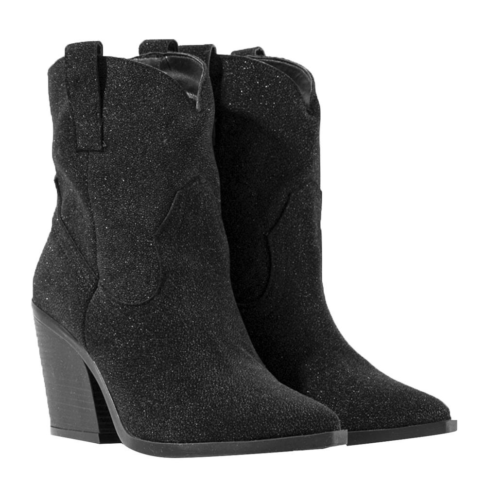 Foto 4 pulgar | Botas Vaqueras Tacón Moda 7cm Para Mujer Walki Claudia Negro