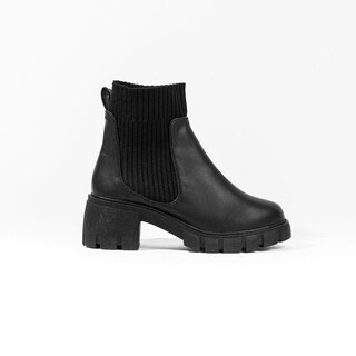 Foto 1 | Botines Calceta Chelsea Casual 6cm Para Mujer Walki Natalia Negro