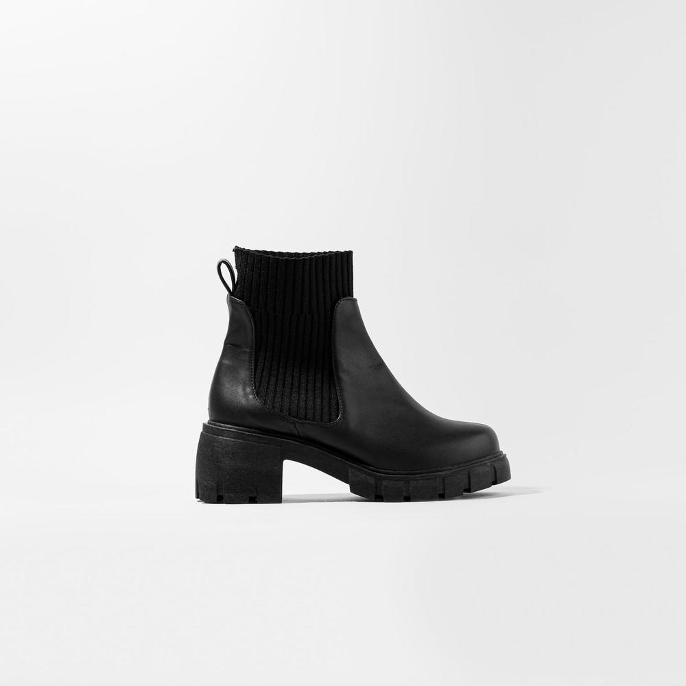Foto 2 | Botines Calceta Chelsea Casual 6cm Para Mujer Walki Natalia Negro