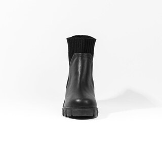 Foto 4 | Botines Calceta Chelsea Casual 6cm Para Mujer Walki Natalia Negro