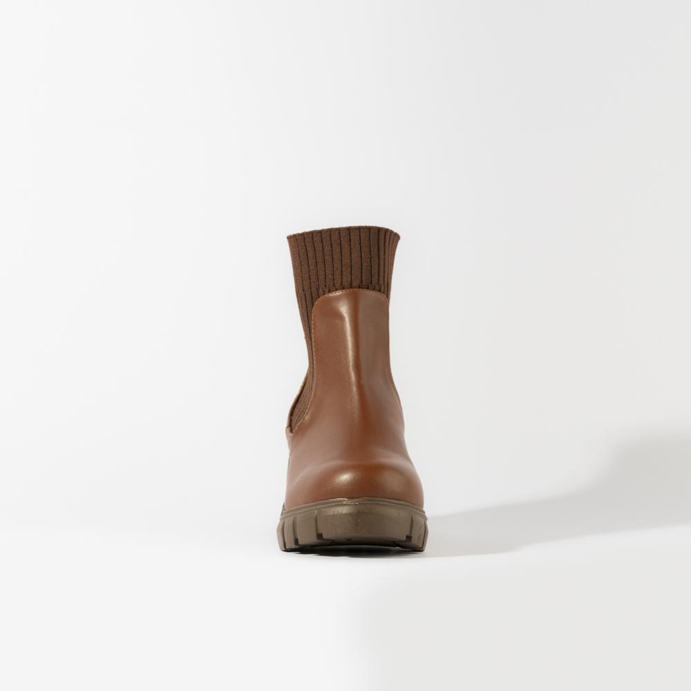 Foto 4 pulgar | Botines Calceta Chelsea Casual 6cm Para Mujer Walki Natalia Cafe